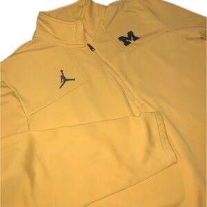 Jordan Michigan Big Blue Jump Man Yellow Quarter-Zip Pullover Sweater Jacket L